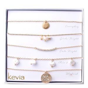 Kevia Gold and Pearl Women's Jewelry Set